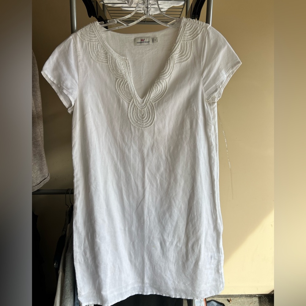 White linen dress